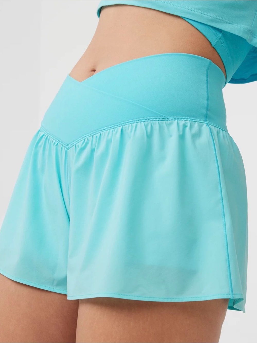 OFFLINE Aerie Real Me Crossover Flowy Shorts Spring Blue Summer Workout Athletic